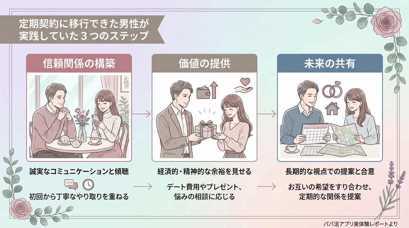 定期契約に移行できた男性が実践していた3つのステップ